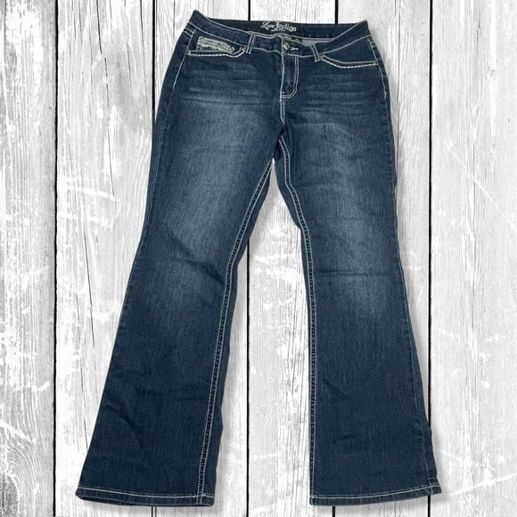 Love Indigo Premium Low-Rise, Bootcut/Flare Dark Wash Jeans - Size 12 Like New!